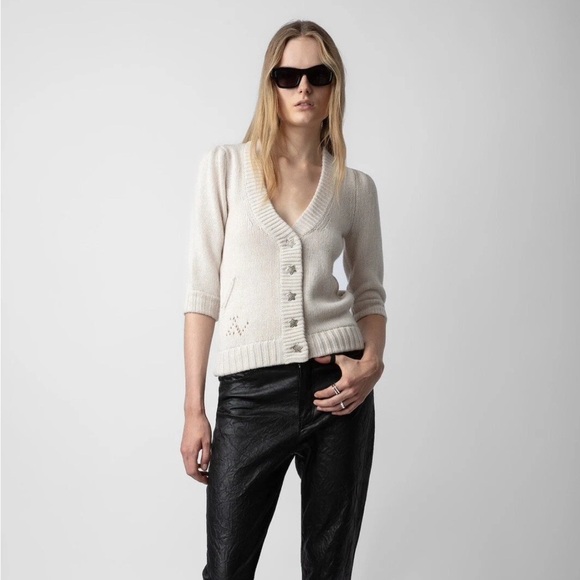 Zadig & Voltaire Betsy Cardigan Sweater Jacket Jumper Size L $598 NEW - Picture 2 of 14